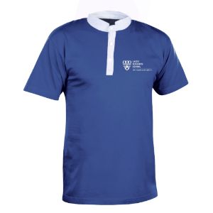 .Blue Bishop Collar Polo Shirt - Medium.